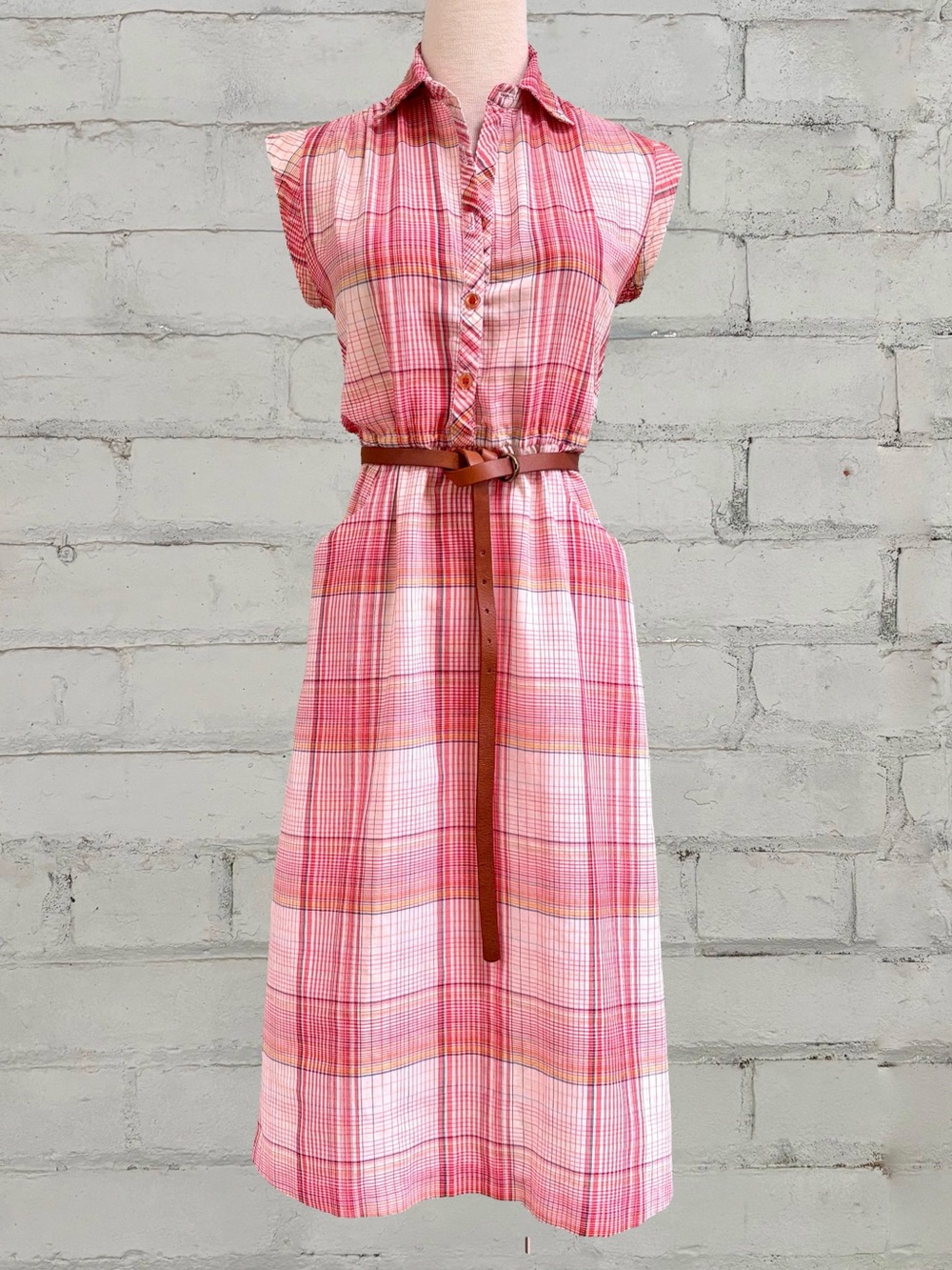 Vintage Plaid Shirtwaist Dress